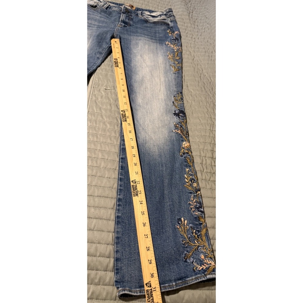 Driftwood Kelly Jeans Womens 30 Floral Embroidered Bootcut Blue Stretch Boho - Picture 5 of 13
